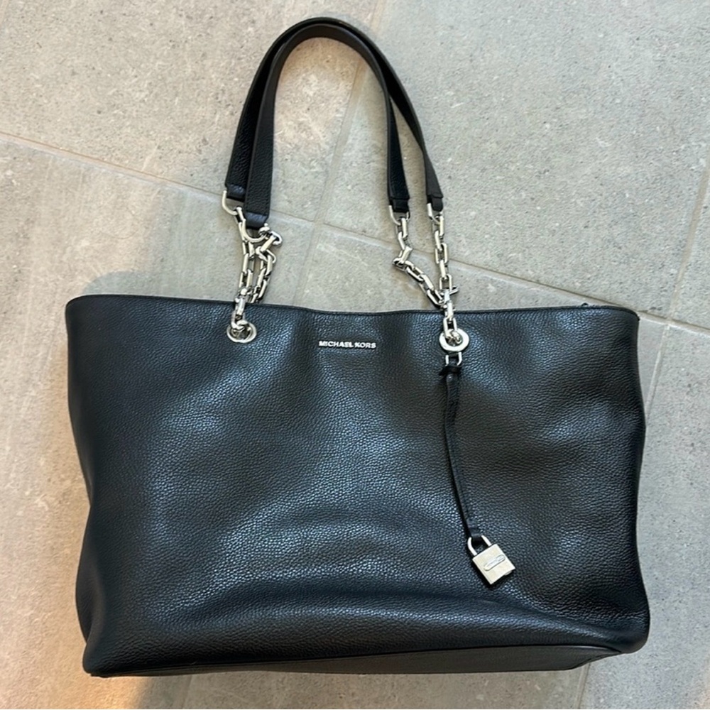Michael Kors Black Tote with Silver Accents